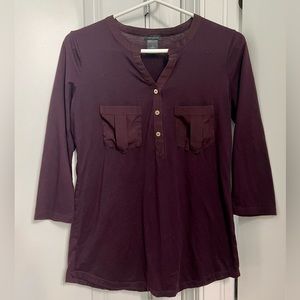 Ann Taylor dark purple long sleeve Henley top